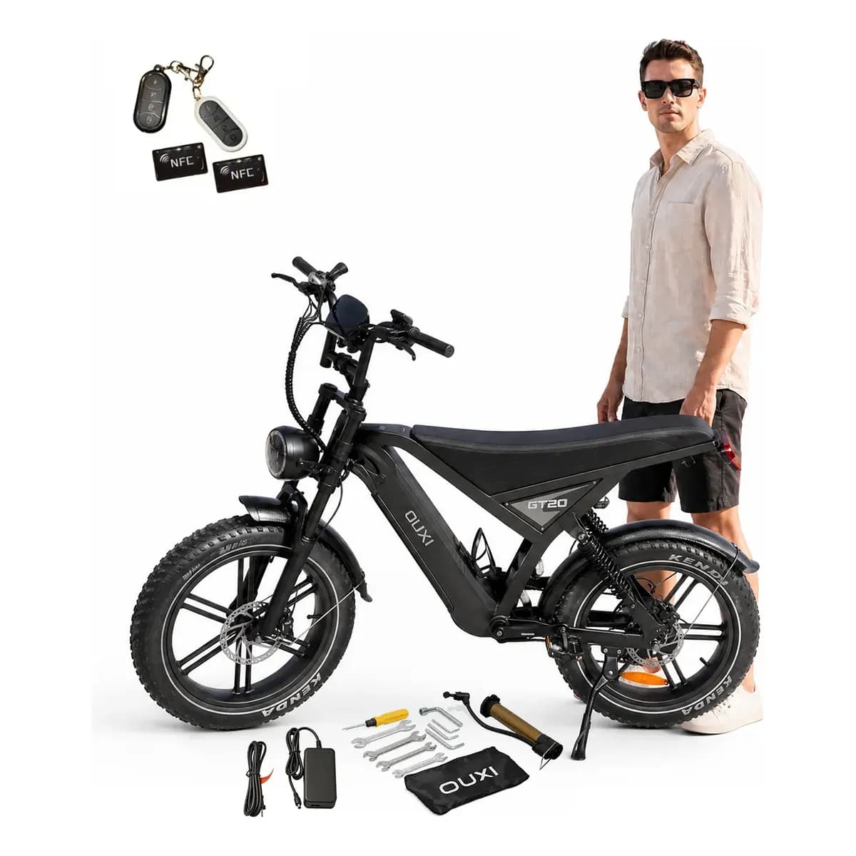 Bicicleta Elétrica Ouxi Gt20 1000w Freio Hidráulico Alarme Preto