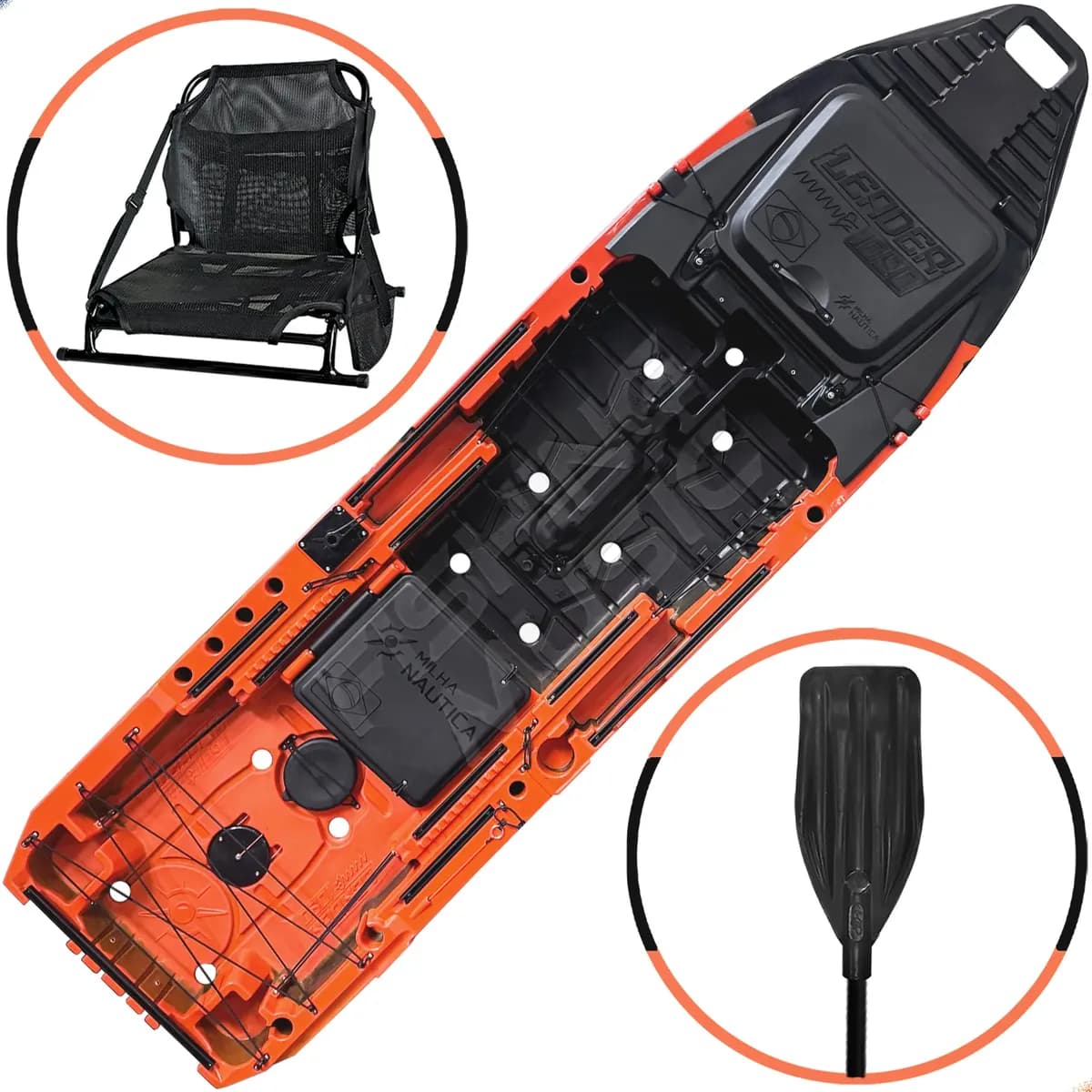 Caiaque Leader 1090 Milha Náutica P/ Pedal E Motor De Popa