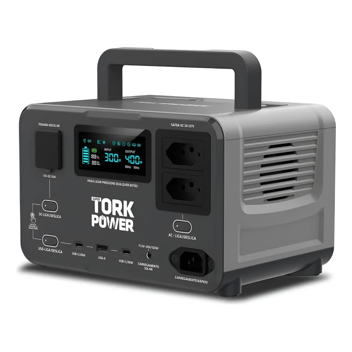 Estação Energia Portátil Tork 400w 600w Pico Lfp 256wh 127v