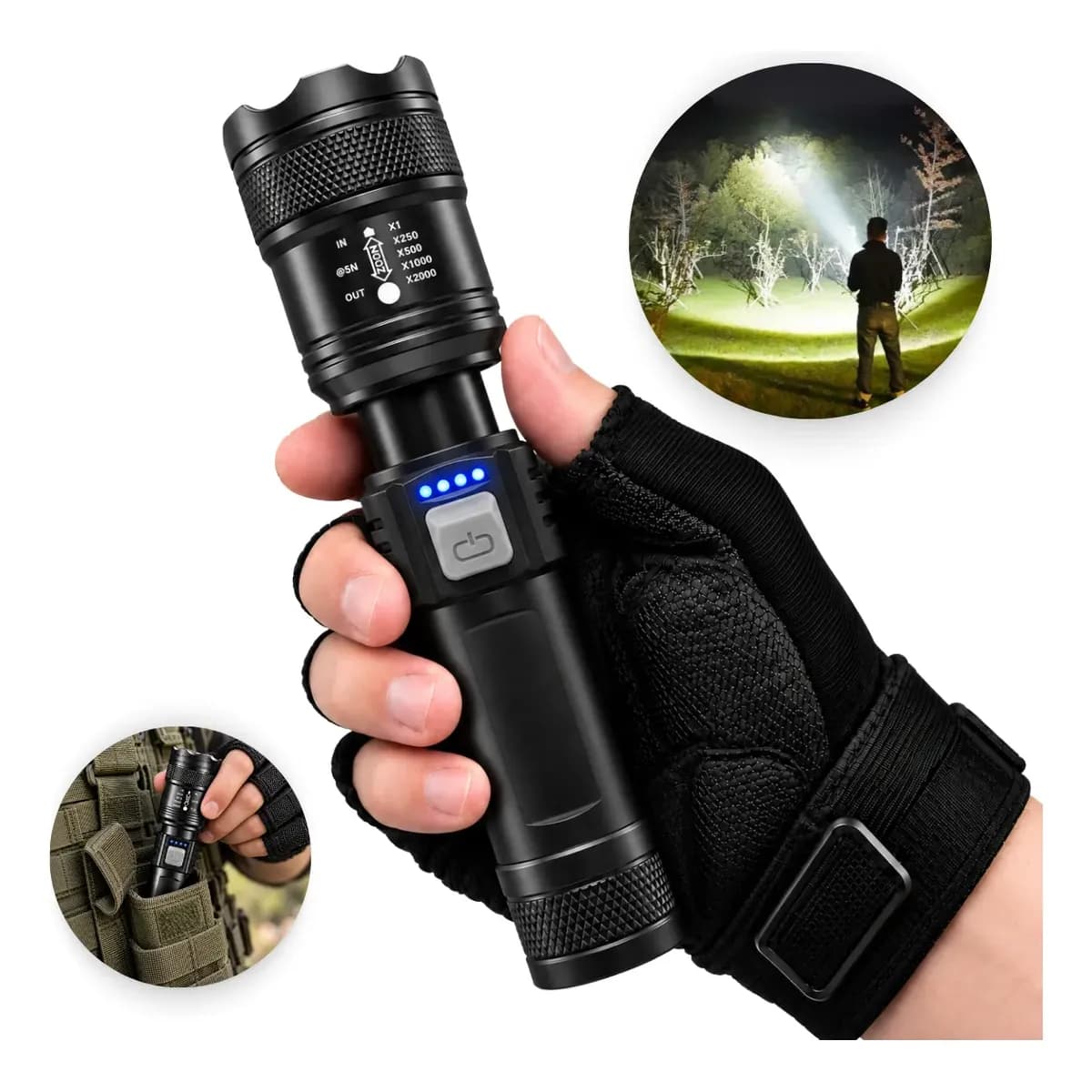 Lanterna Tatica Militar Led Cree Ultra Potente 1km Zoom Super Branco
