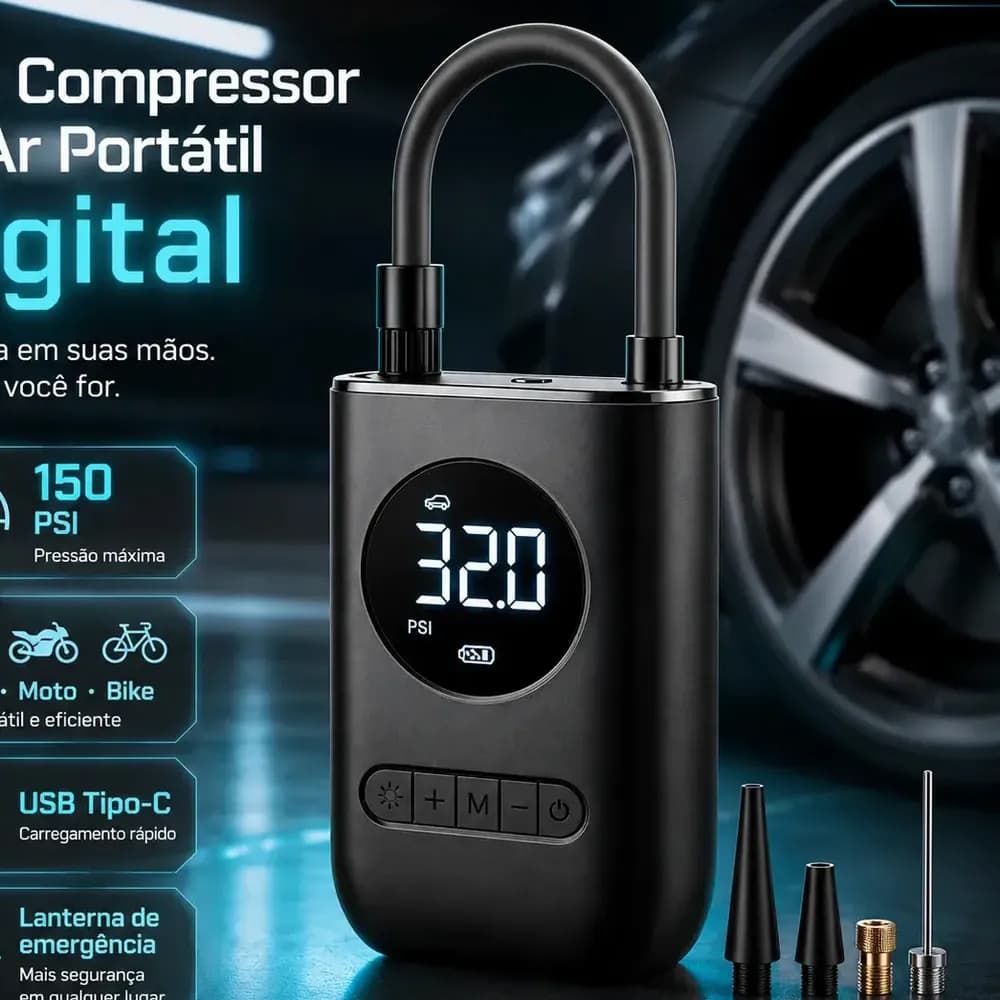 Compressor De Ar Digital Pneu Calibrador Portátil Para Carro Moto Bike Sem Fio Mini Bomba De Ar Elétrico Tela Digital Led Pneus