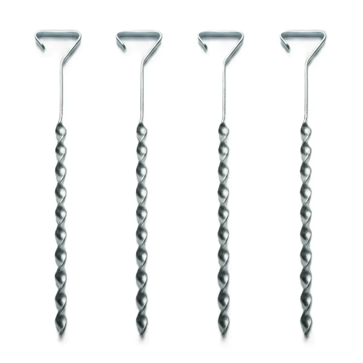 Kit 4 Estacas Grandes Âncoras Pino Haste Fixador Maior De Barraca Tenda Gazebo Guarda Sol Rosqueável Perfuração De Solo Fixa Ultra Forte Cordas Fixação Suporte Grande Para Barracas Redes De Praia