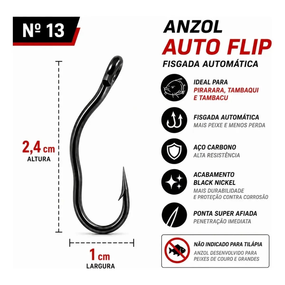 Kit 29 Anzois Autoflip 13,14,15 Fisga Automática Pesca Tamba