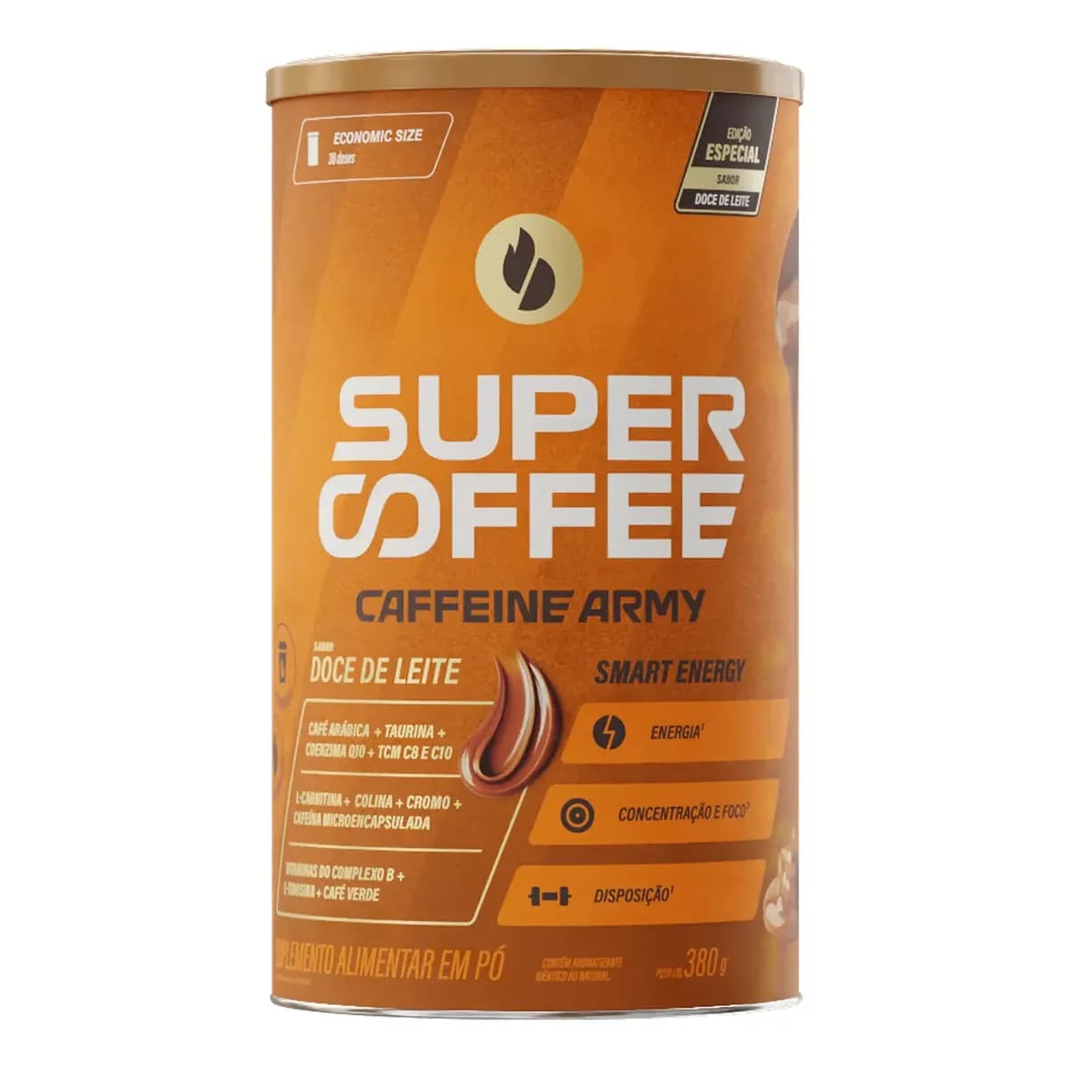 Cafeína Caffeine Army Supercoffee Classic Size em pó sabor Doce de leite x 380g