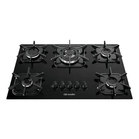 Cooktop Mueller 5 Bocas Preto Com Queimador Tripla Chama G5