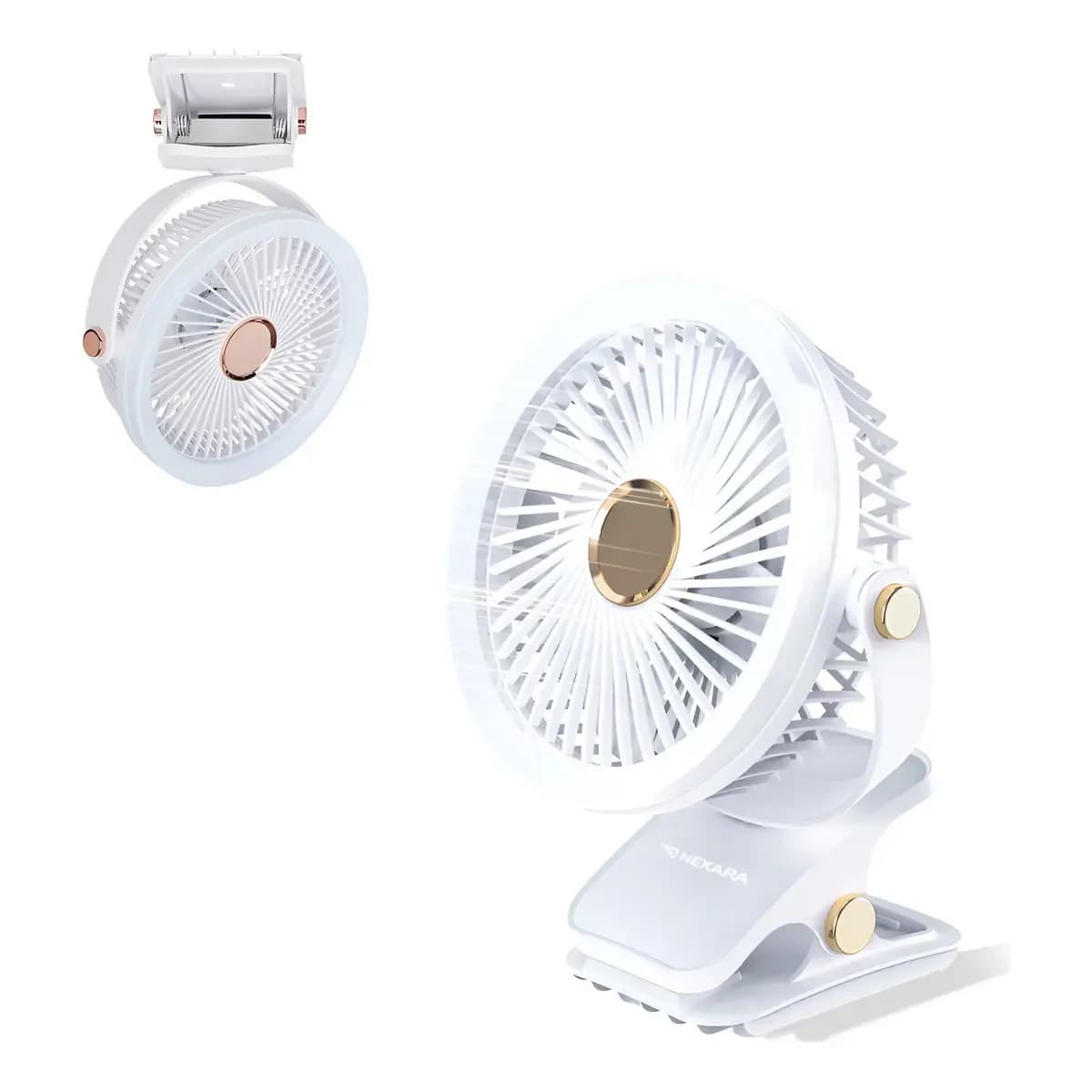 Ventilador Portatil Recarregavel 2400mah Led 5 Velocidades Cor Branco