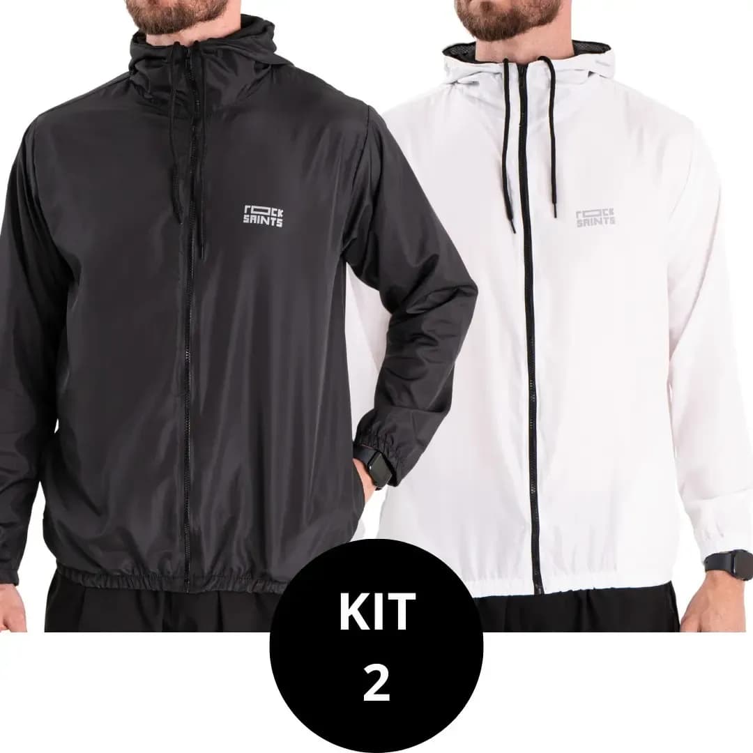 Kit 2 Jaquetas Corta Vento Impermeável Liso Unissex