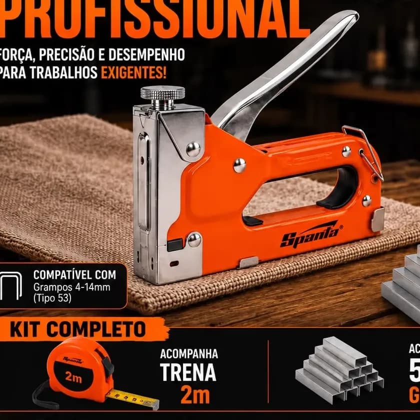 Kit Grampeador Manual Sparta Profissional Trava De Segurança