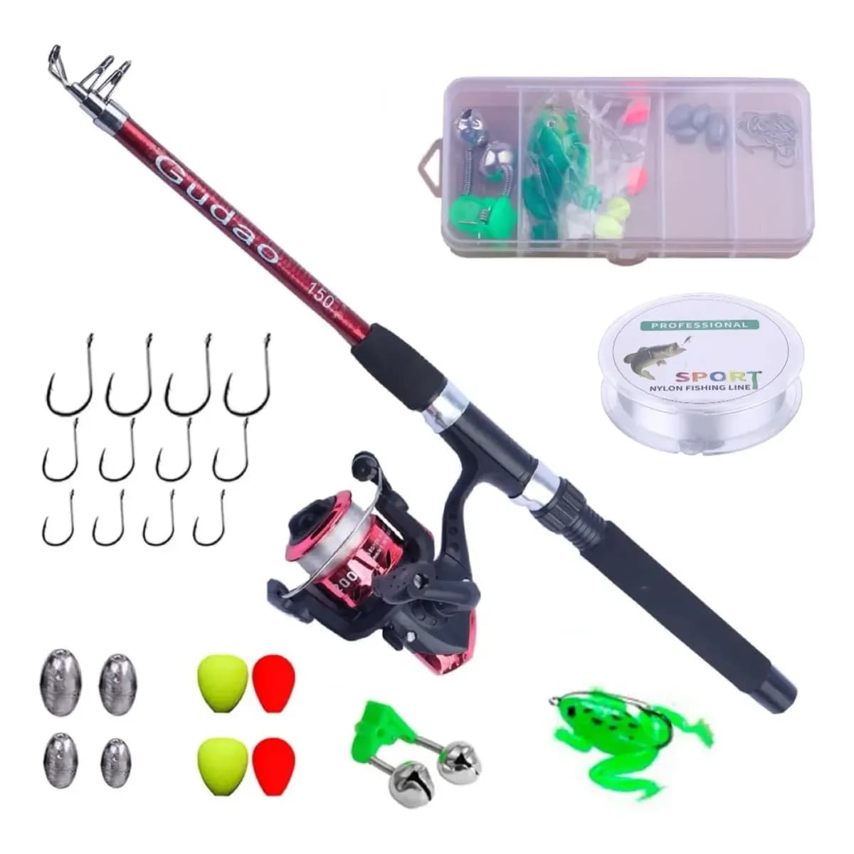 Kit De Pesca Completo 10kg Com Vara Molinete Linha + Itens