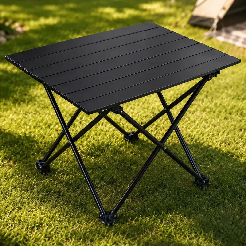 Mesa Camping Dobrável Portátil Acampamento Resistente Praia Churrasco C/ Bolsa De Transporte Cor Preto