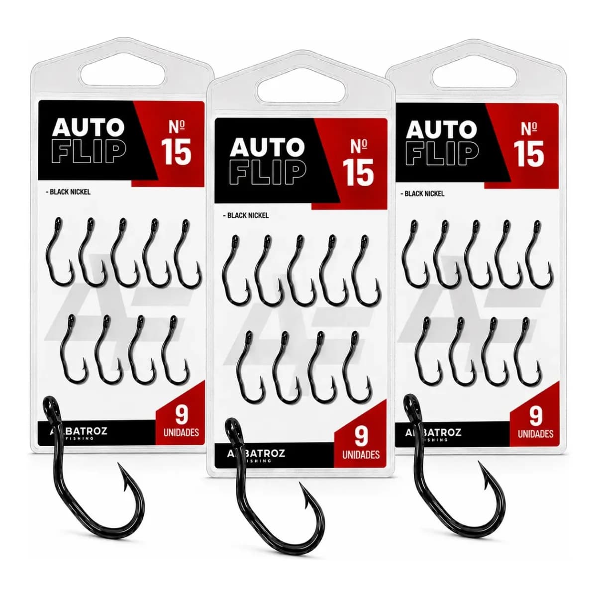 Kit 27 Anzóis Auto Flip Albatroz N15 Fisgada Automática