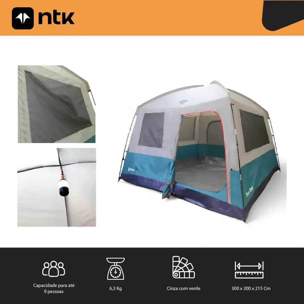 Barraca De Camping 8/9 Pessoas 800 Mm Tent Hut - Ntk