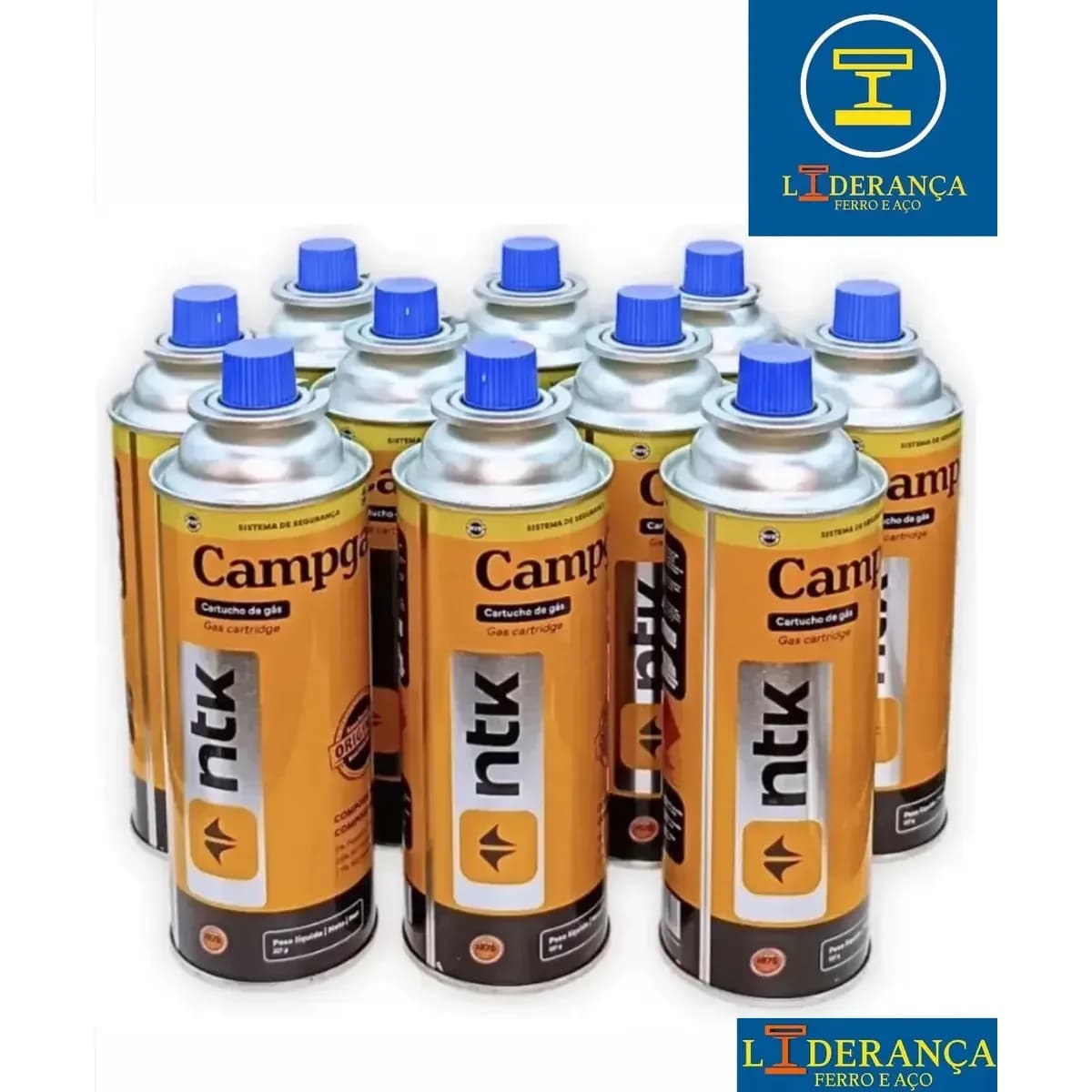 Kit 10 Latas Cartucho Refil Gás 227g Para Fogareiro Maçarico Liderança