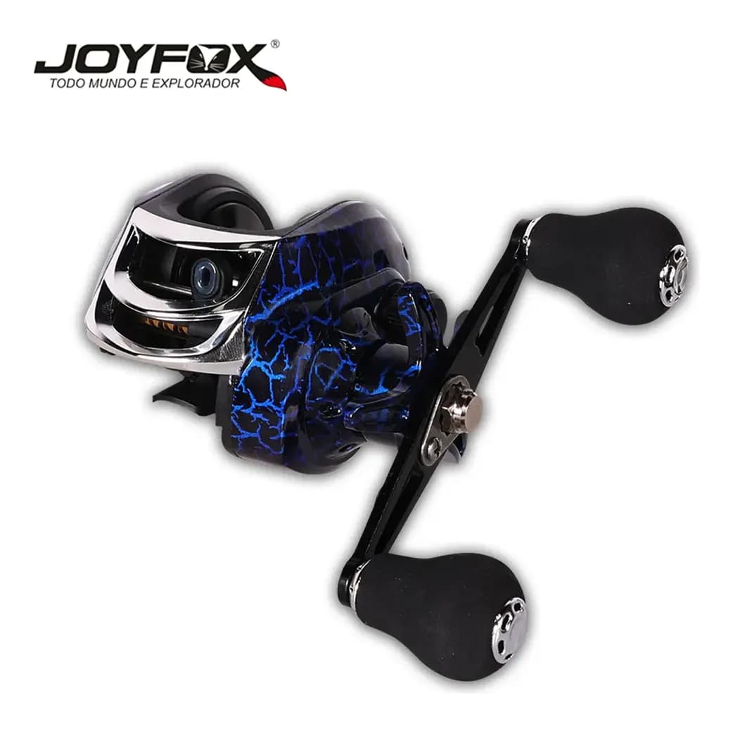 Carretilha De  Pesca 7.1:1 Joyfox 18 Rolamentos 8kg Esquerda  Carretel Carretilha Preto-azul 230g