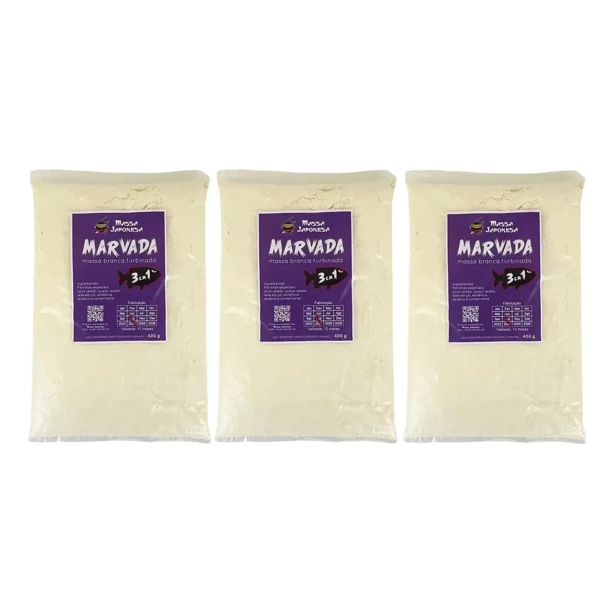 Kit 3 Massas de Pesca Marvada Massa Japonesa 1200g Tipo Isca Peixes
