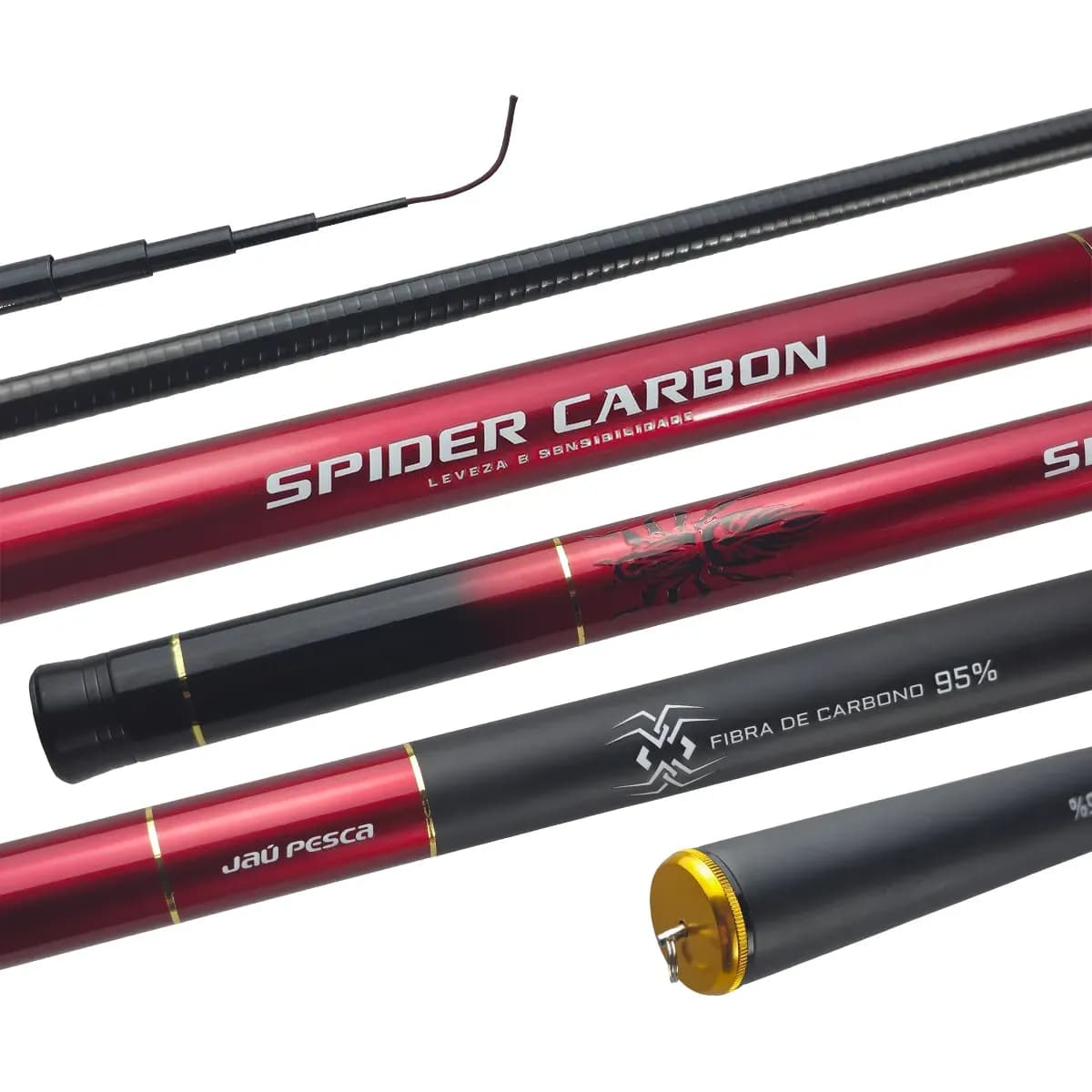 Vara Telescópica Spider Carbon 95% De Carbono- Jaú Pesca