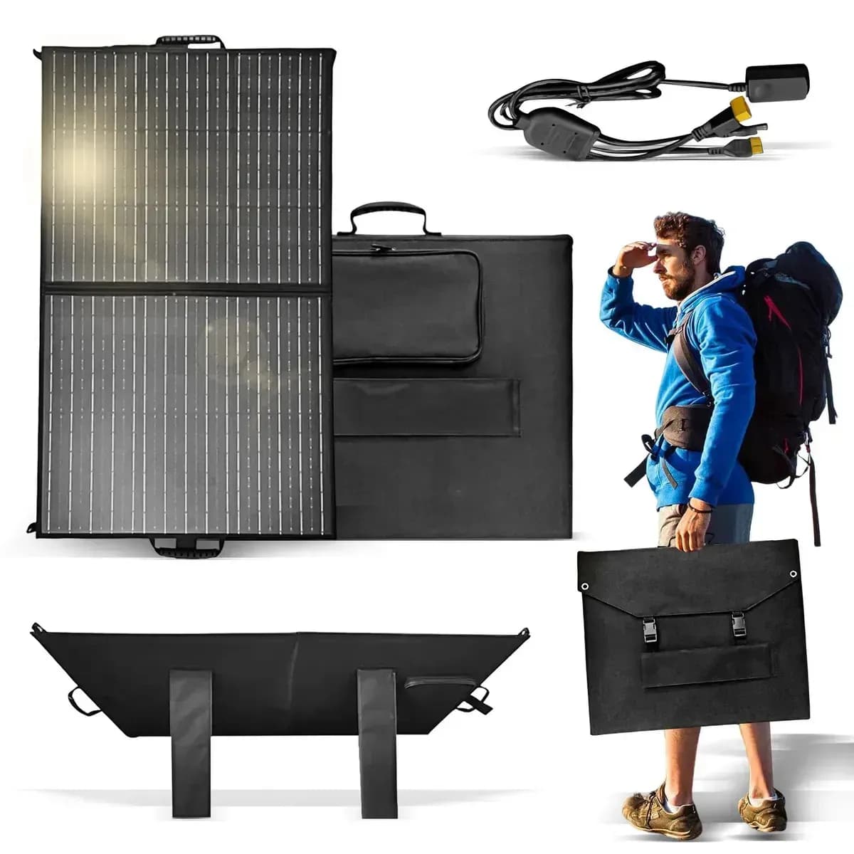 Painel Solar Dobrável Portátil 100w Com Bolsa De Transporte Ideal Para Acampamentos