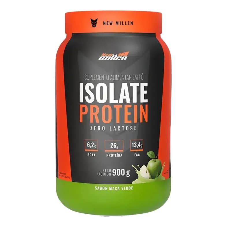 Proteina isolada Zero Lactose New Millen 900g Sabor Maça Verde