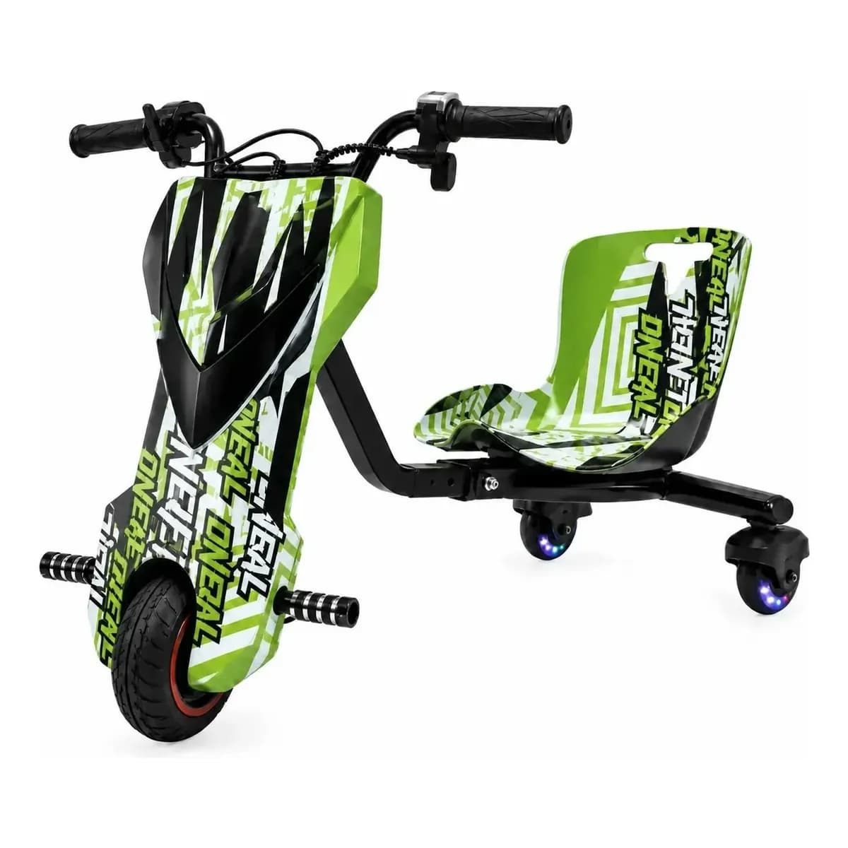 Patinete Elétrico Triciclo Drift Infantil 250w Com Bluetooth Verde Com Detalhes