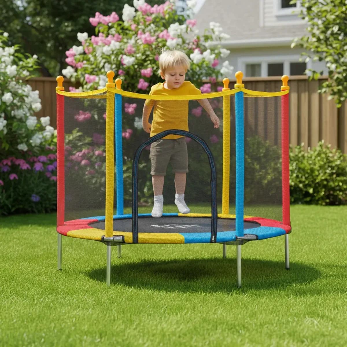 Cama Elástica Trampolim JustFun de 1,40 m para Crianças Colorida JustFun Brinquedos