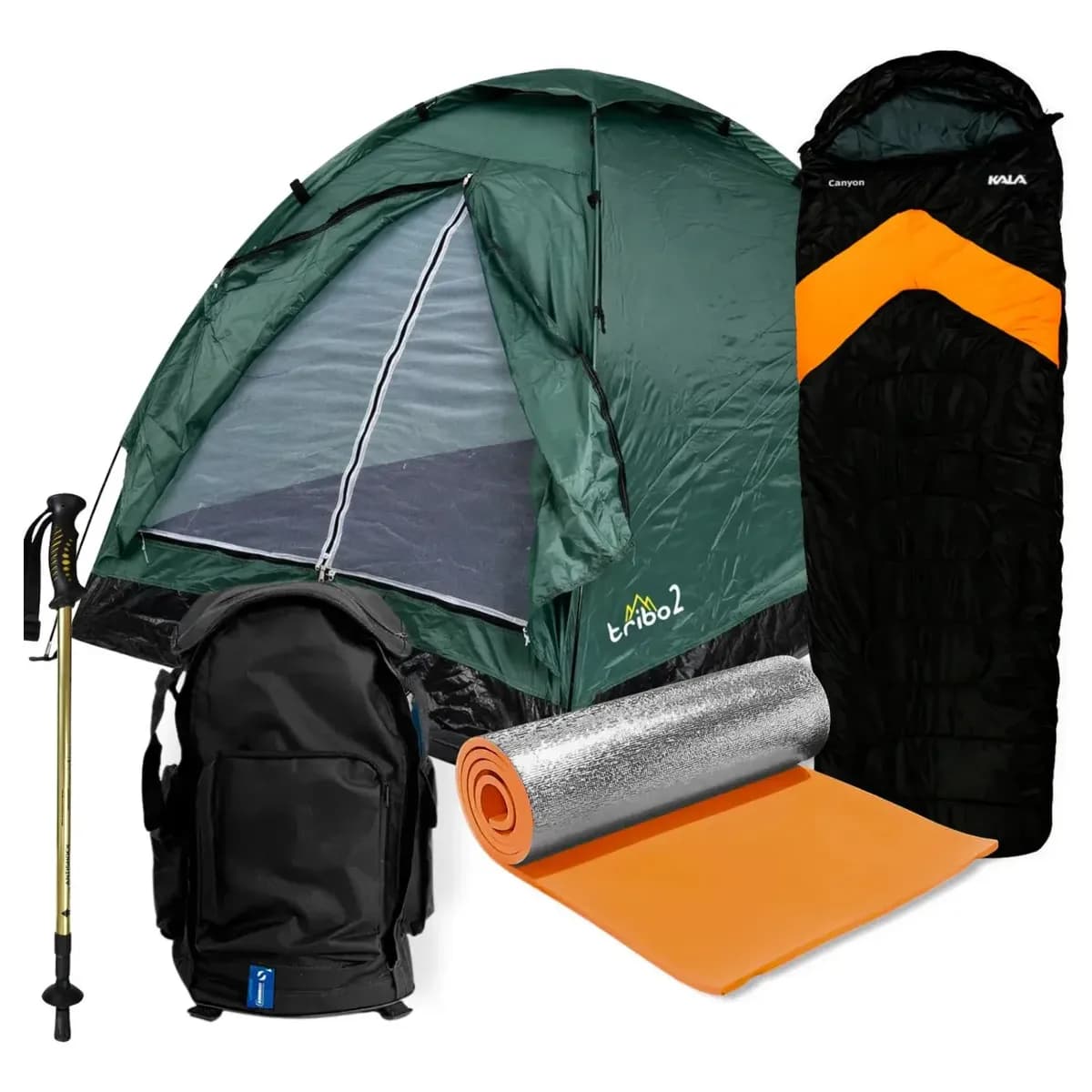 Barraca 2p Mochila Saco Dormir Bastão Isolante - Legendários Cor Azul C/ Bomba Manual