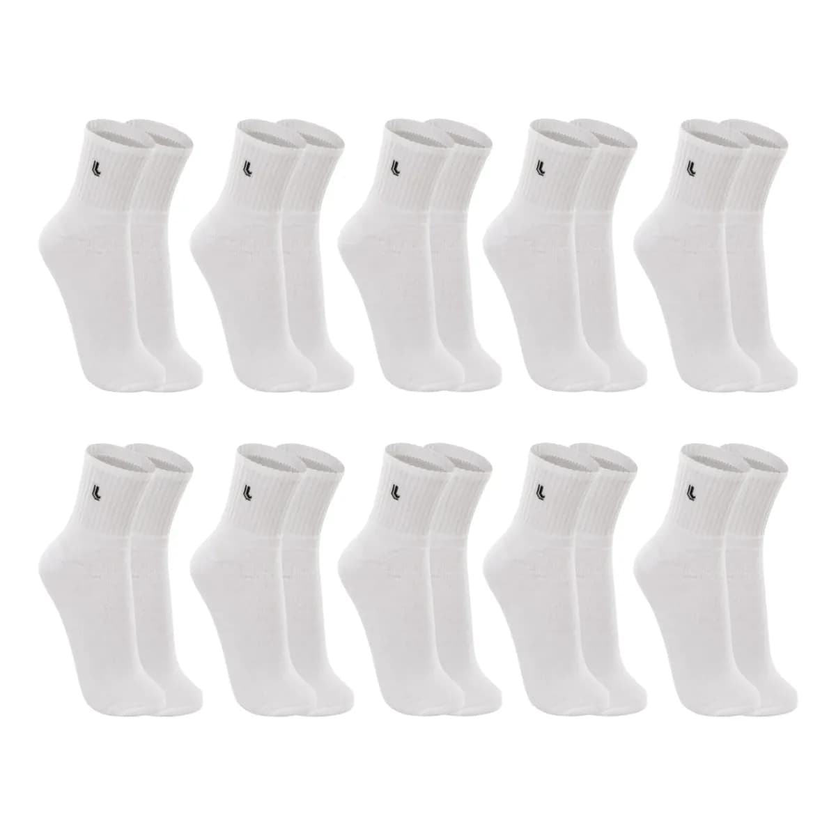 Kit 10 Pares Meia Lupo Cano Médio Academia Sola Atoalhada 10 Brancos Masculina Algodão Cotton Esportiva 41-44