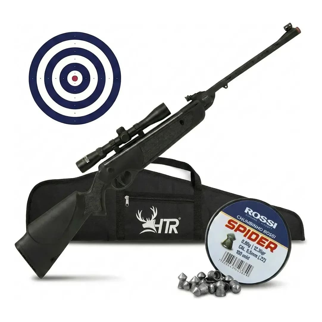 Carabina Espingarda De Pressão Rossi Dione Sport 5.5mm Completa Com Luneta, Capa E Chumbinho