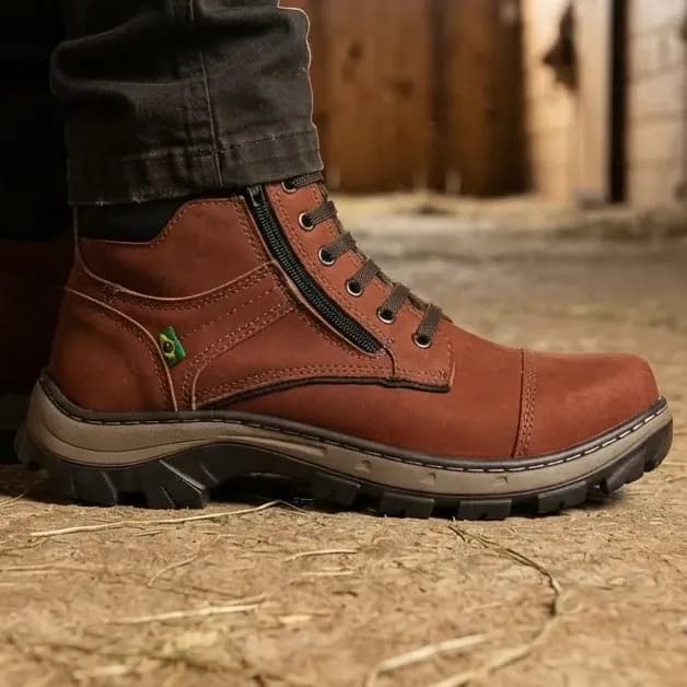 Bota Adventure Masculina Couro Conforto Trilha Fácil Calça