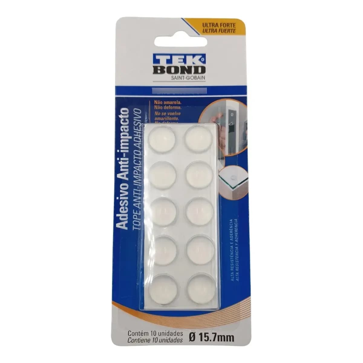 Adesivo Anti-impacto Tekbond Gota Branco 10 Unidades 15,7mm Proteção