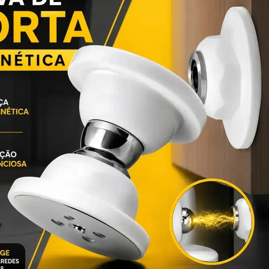 Aparador De Porta Trava Porta Batente De Porta Imã Magnético Para Porta De Alumínio, Ferro, Madeira Segurador De Porta Contra Vento, Trava Porta Parede Adesivo Inox Limitador Porta Autocolante Kajamaq