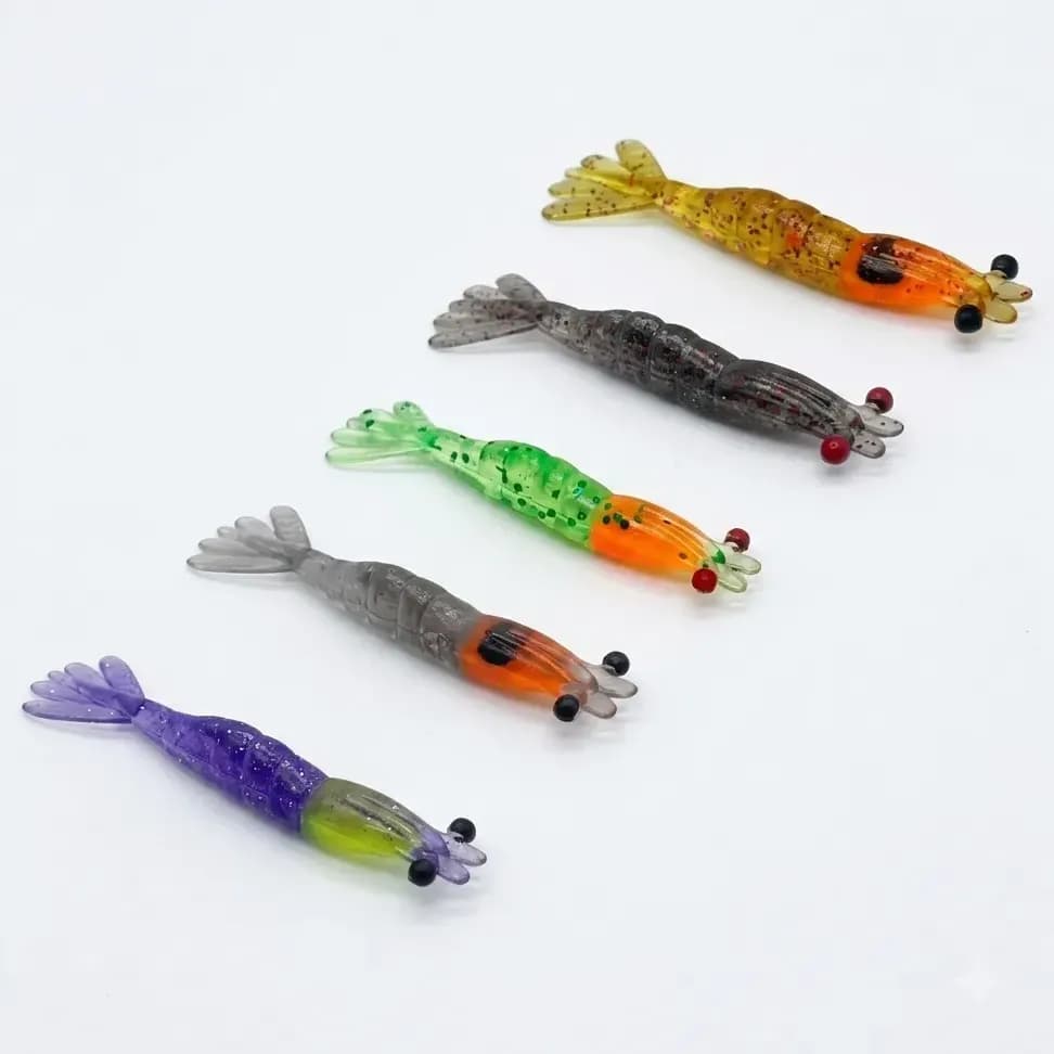 Kit 20 Camarões Artificial Soft Bait 5,5cm Isca  Makai