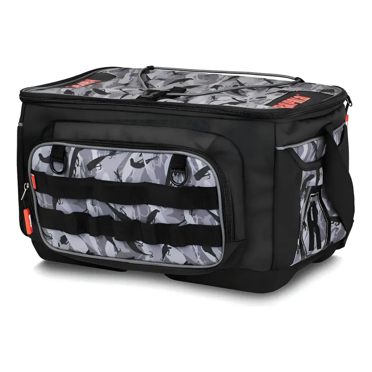 Bolsa Rapala Tackle Bag Lurecamo Impermeável Cinza Grande Cor Preto Desenho do tecido Tecido estampado Rapala LureCamo