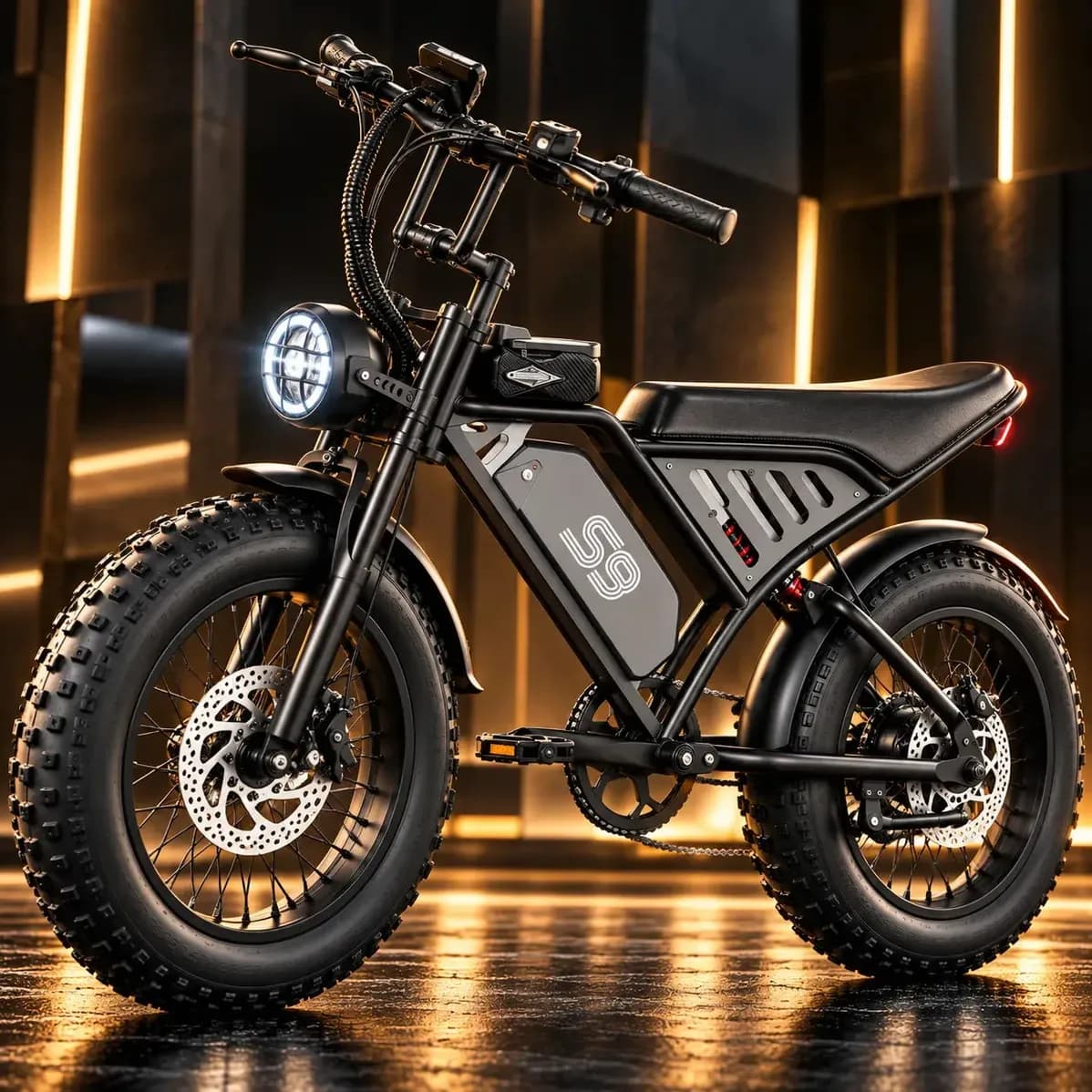 Bicicleta Elétrica Fat Bike Aro 16 Motor 750W 48V Bateria Lítio 12Ah Autonomia 45km Velocidade 32km/h Pneu Largo 4.0 Freio Hidráulico Urbana Mobilidade Elétrica Farol Suporte Celular