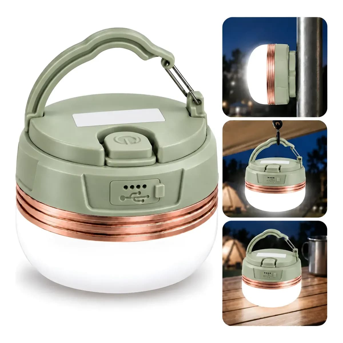 Lampião Camping Led Recarregável Acampamento Barraca Pesca Verde Olivaescuro 5