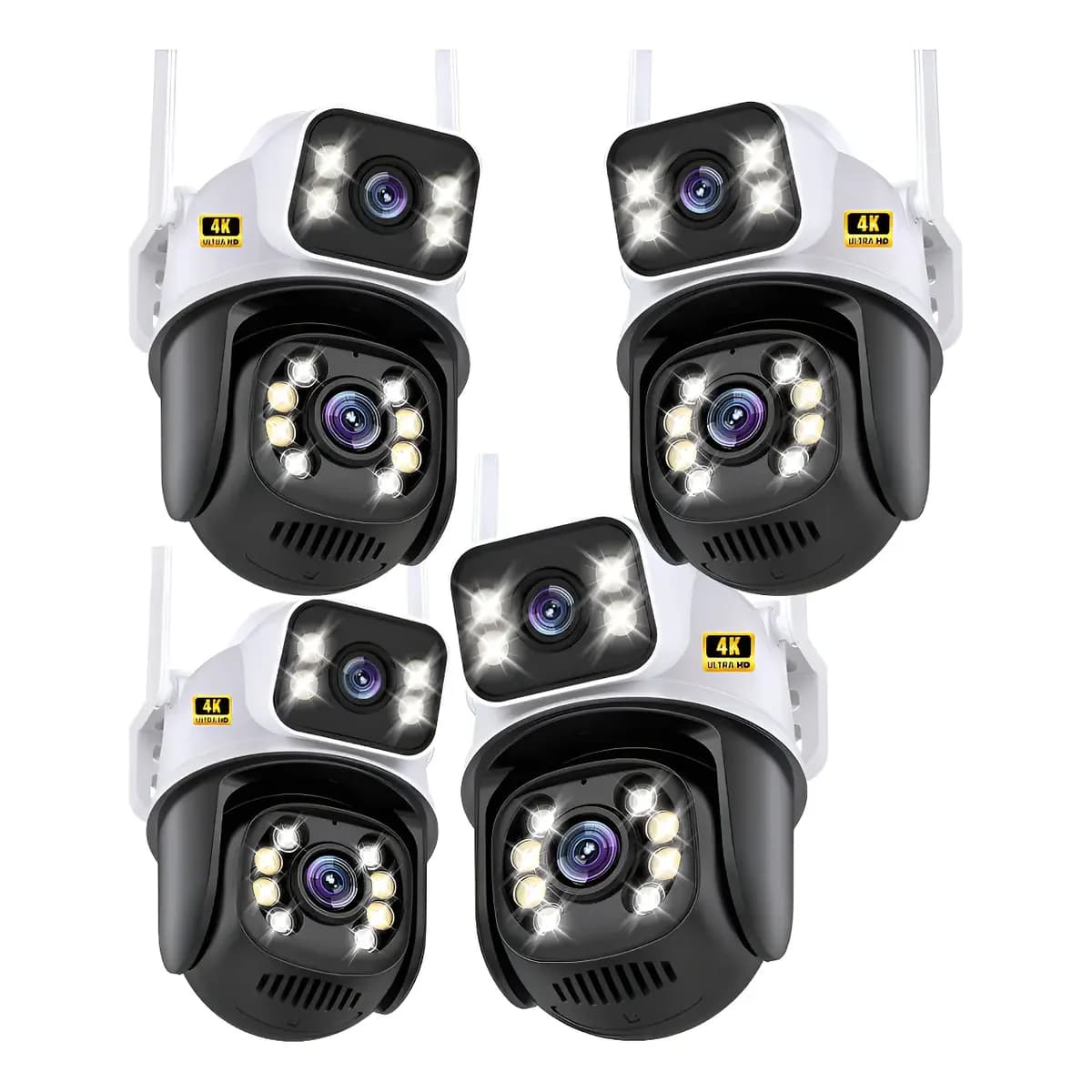 Kit 4 Cameras Segurança Externa Lente Dupla Smart Wifi 4k  Branco