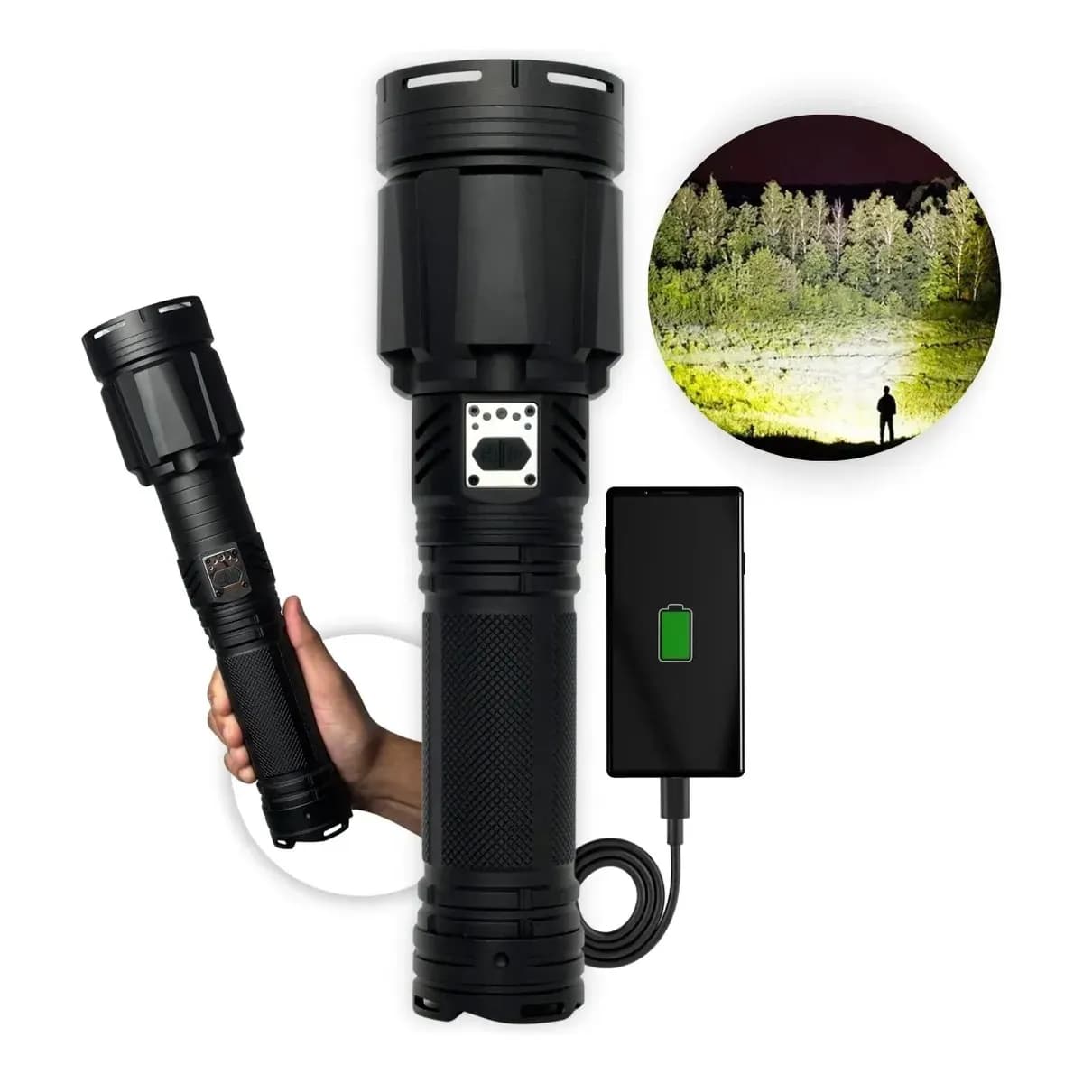 Lanterna Potente Mais Forte Do Mundo Led Xhp360 5km Tática Militar Recarregável