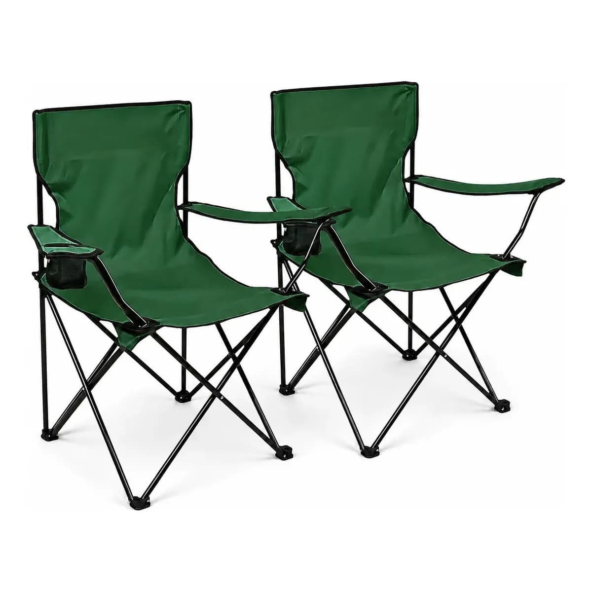 Kit 2cadeira De Pesca Dobrável Para Exterior Com Porta-copos Verde