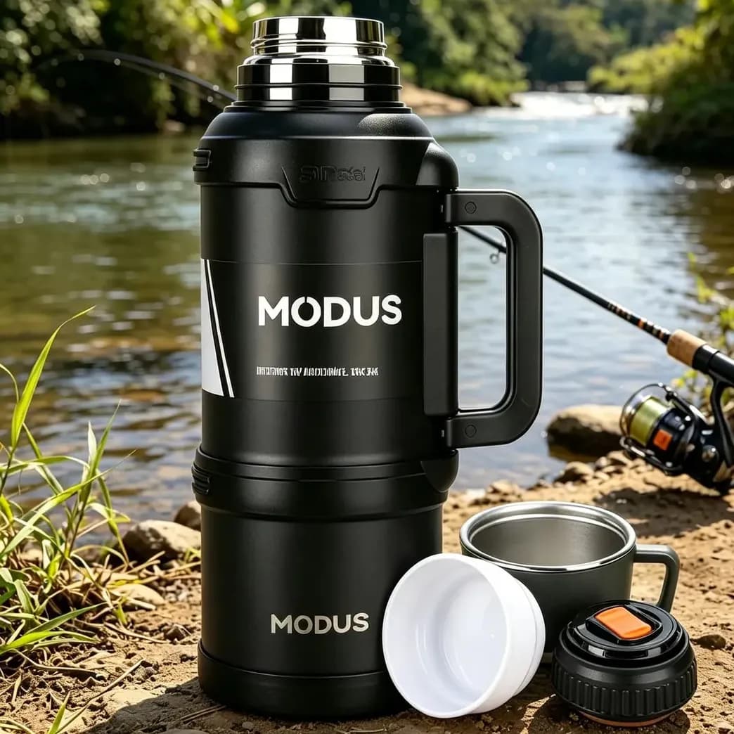 Garrafa Térmica 3600ml Para Pesca Vedação Reforçada Aço Inox 304 Preta
