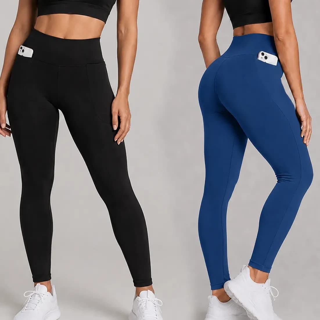 Kit 2 Calças Legging Feminina Grossa Cintura Alta Com Bolso