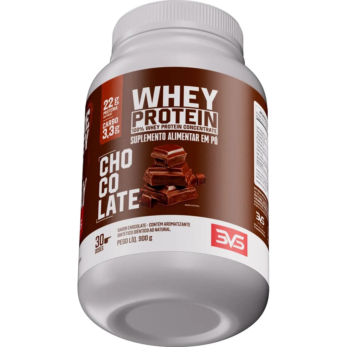 100% Whey Protein Concentrado 900g 3vs Sabor Chocolate