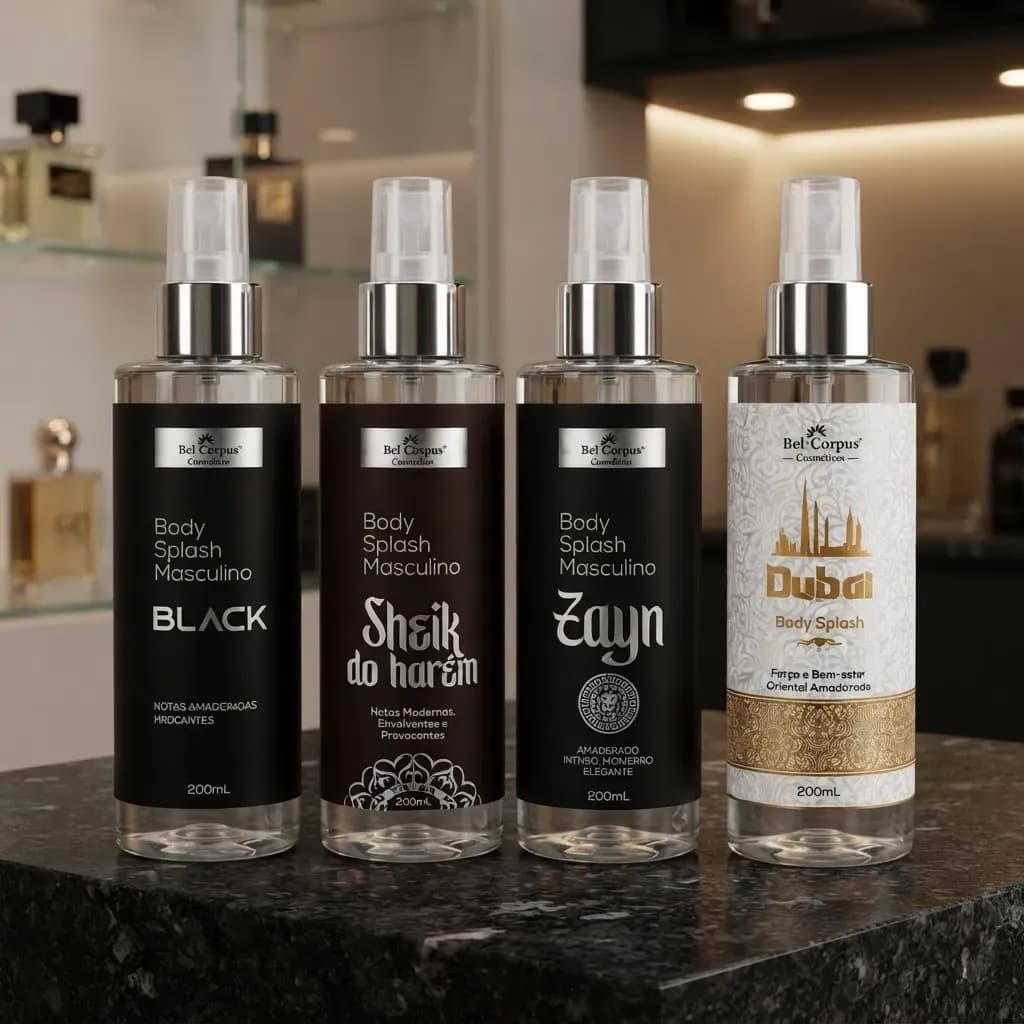 Kit C/4 Body Splash Árabe Masculino Linha Exclusiva Body Man