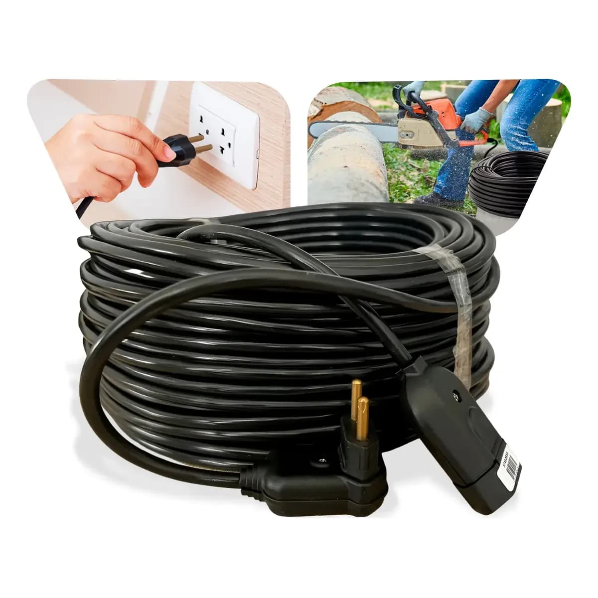 Extensao Eletrica 20 M Reforçada Profissional 10/20a Preto Preto 127/220v