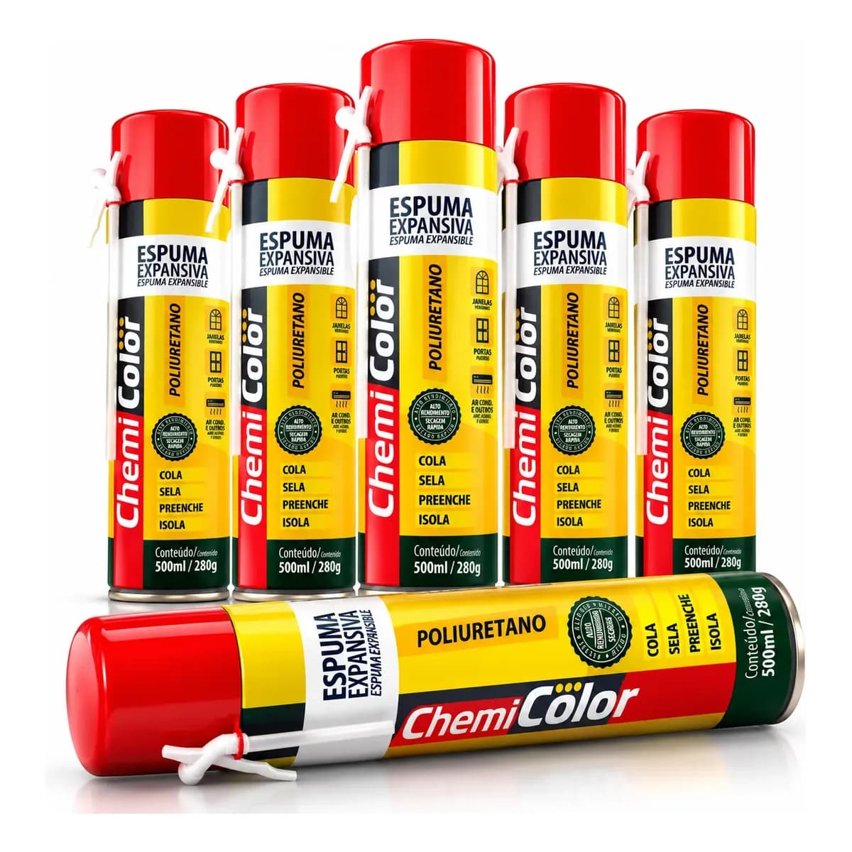 Kit 6  Espuma Expansiva Pu Selante Vedação Isolante Multiuso