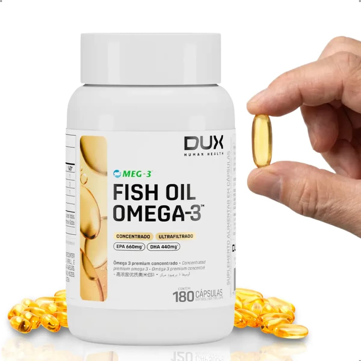 Fish Oil Omega 3 Dux Concentrado 180 Caps Bom Para Memória