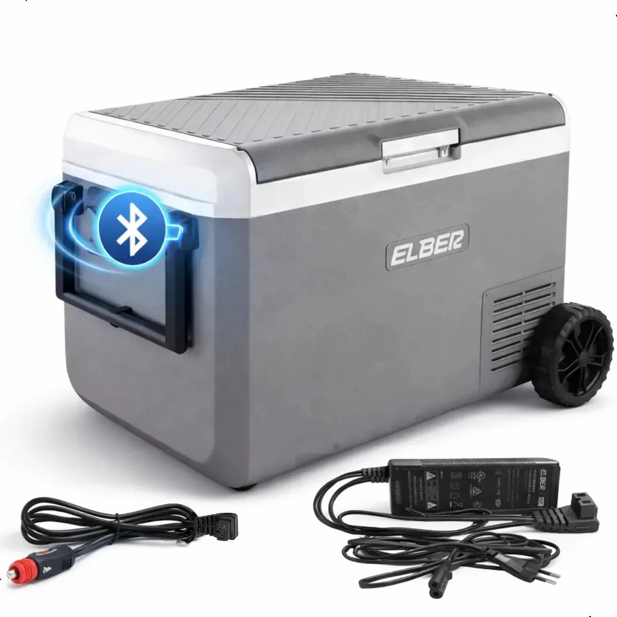 Geladeira Portátil Elber 50lt Bluetooth 12/24v Rodas + Fonte 12v/24v
