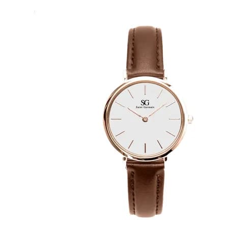 Relógio Feminino de Couro Marrom Saint Germain Bronx Rose Gold 32mm