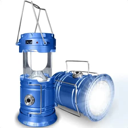 Lampião Led Vintage Recarregável Luz Solar Lamparina Portátil Para Pesca Cor Azul