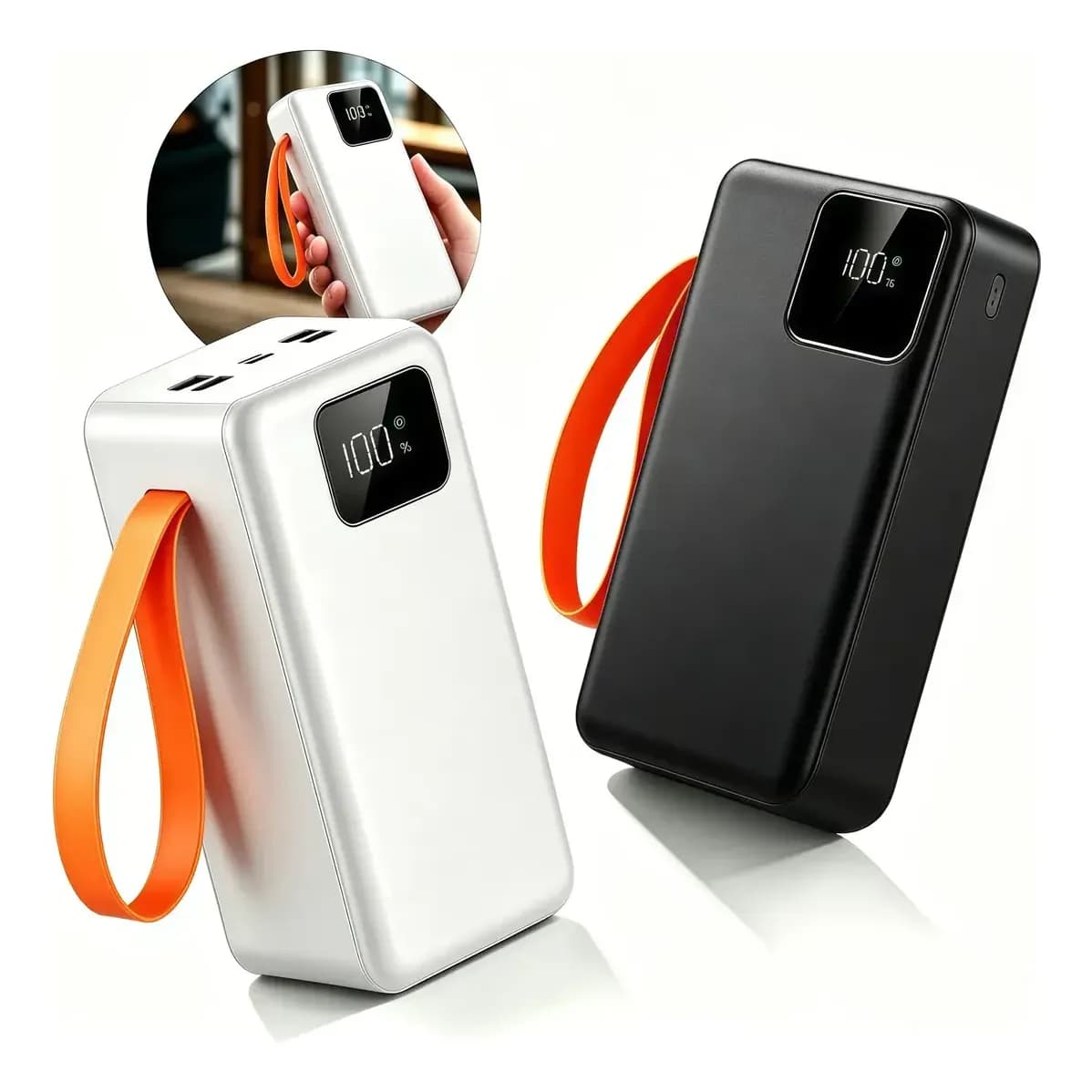 Carregador Portátil Power Bank 50000mah Usb Com Cabo Turbo Preto