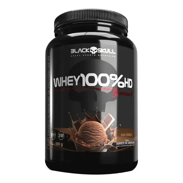Whey 100%hd Gourmet 900g Black Skull Sabor Chocolate