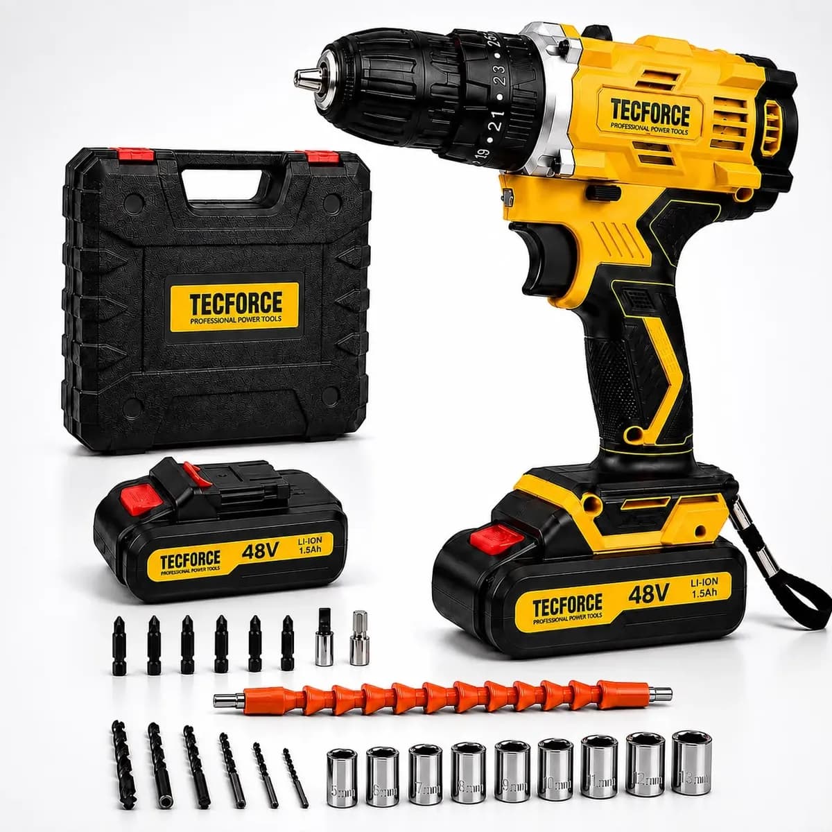 Parafusadeira/Furadeira Tecforce 48V + 2 Baterias + Maleta e Acessórios